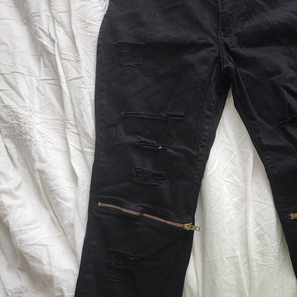 Rustic Dime Ragged Zipper Black Jeans Size 32 - Picture 3 of 7